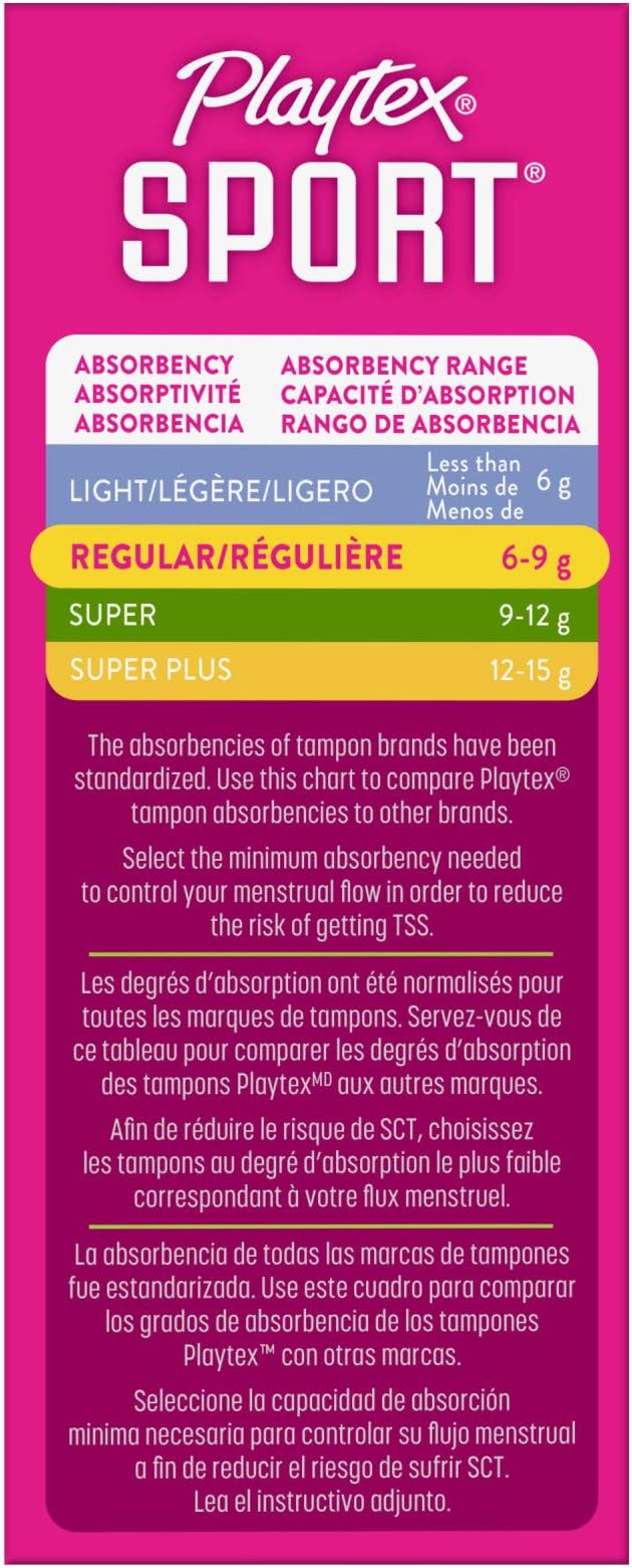 Playtex Sport Tampons Regular Absorbency, Fragrance-Free - 18ct | Regular Tampons for Women, Feminine Care, Playtex Tampon with 360 Leak Defense