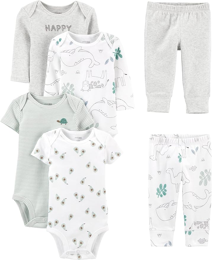 Simple Joys by Carter's Baby 6-piece Bodysuits (Short and Long Sleeve) and Pants Set