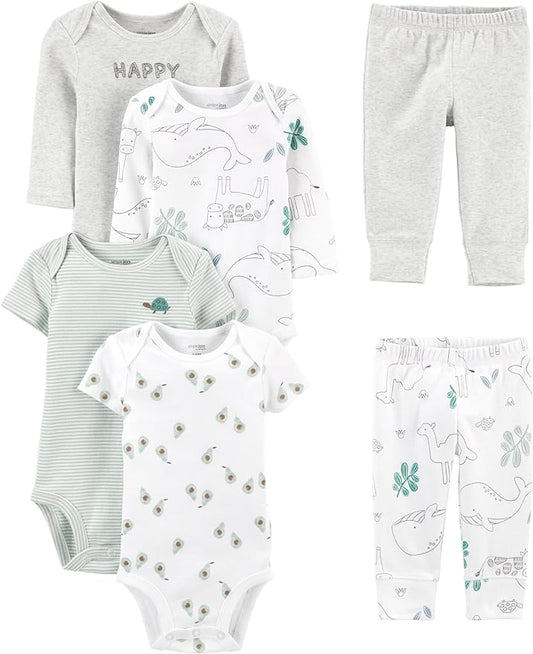 Simple Joys by Carter's Baby 6-piece Bodysuits (Short and Long Sleeve) and Pants Set