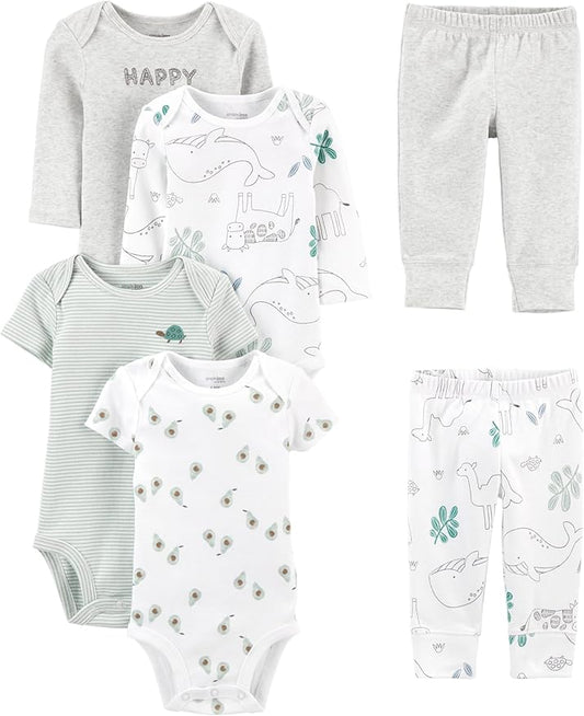 Simple Joys by Carter's Baby 6-piece Bodysuits (Short and Long Sleeve) and Pants Set