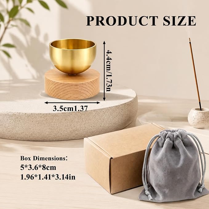 Mini Singing Bowl Set,Portable Brass Meditation Sound Bowl for Yoga,Chakra Healing,Stress Relief & Mindfulness,Self Regulation Tools,Handheld Singing Bowl,Unique Spiritual Gift for Women and Men