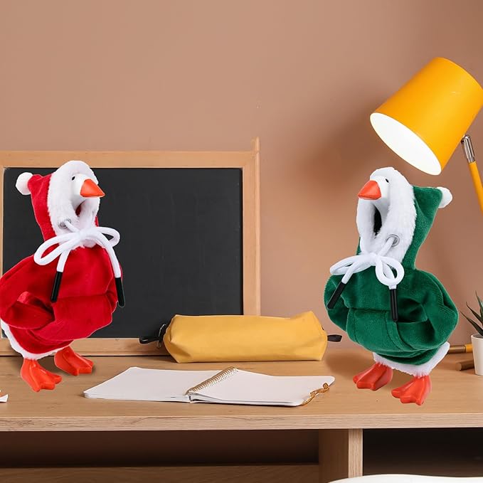 2 Pcs Christmas Desk Goose Outfits 7 Inches, Xmas Mini Desk Goose Clothes Hoodies 7 Inch Porch Goose Costume Christmas Desk Goose Accessories for Magnetic Goose Statue Table Decor