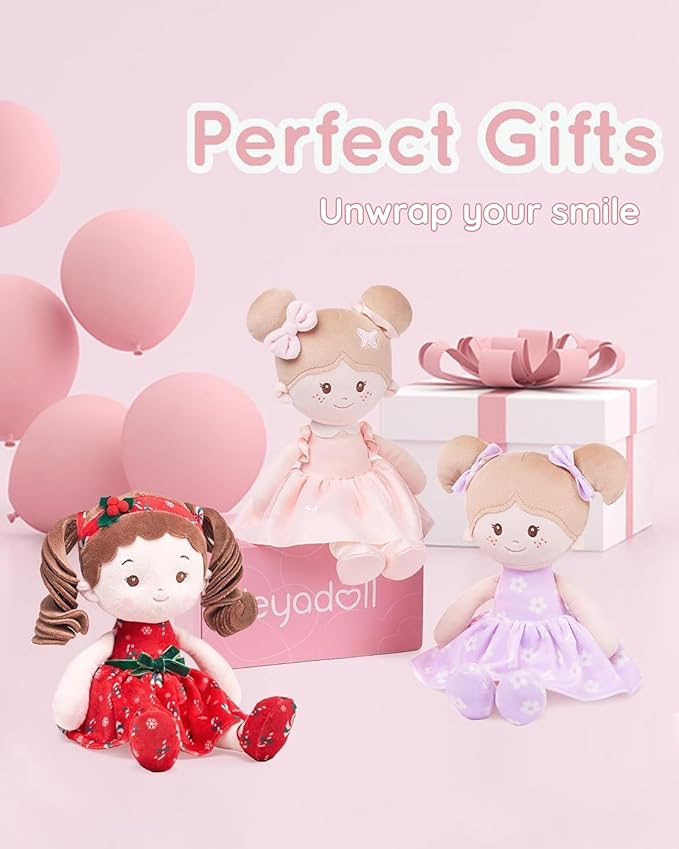 LeyaDoll Soft Baby Doll Toys for Girls (12''), My First Christmas Dolls, Baby Rag Doll Plush Toys for Toddler Kids Infants -Baby Jinglebelle-Christmas Limited Edition