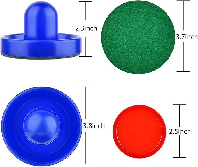 Coopay Air Hockey Pushers and Pucks, Air Hockey Paddles, Goal Handles Paddles Replacement Accessories for Game Tables (4 Striker, 8 Red Puck Pack)