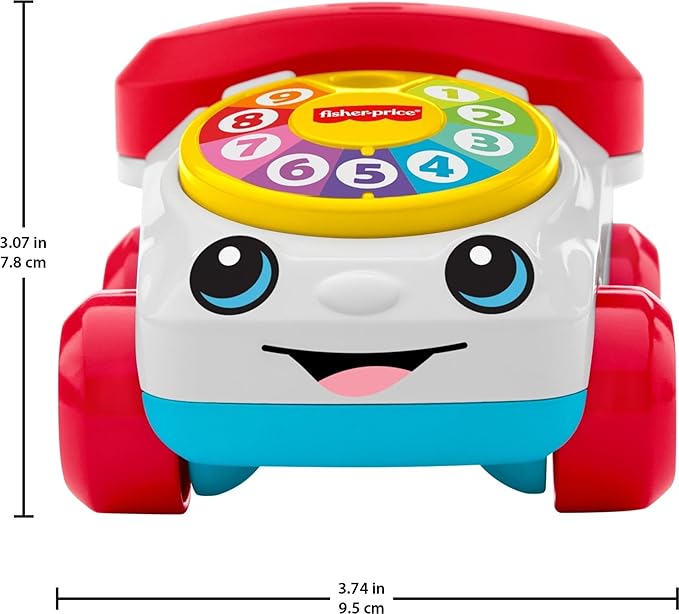 Fisher-Price Baby Toy Chatter Telephone Vehicle Push-Along with Sounds for Crawling Developmental Play Infants Ages 6+ Months