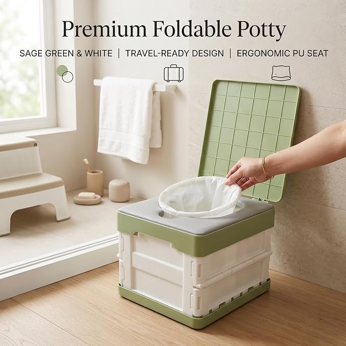 RiToEasysports Folding Travel Potty,Portable Car Potty for Toddler with Disposable Bags, Collapsible Toilet Seat for Outdoor Camping Road Trips