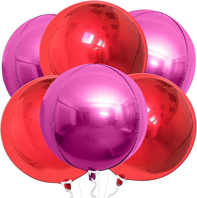 KatchOn, Metallic Red and Pink Balloons – Big, 22 Inch, Pack of 6 | Valentines Balloons for Valentines Day Decorations | Galentines Balloons, Galentines Day Decorations | Birthday, Anniversary Decor