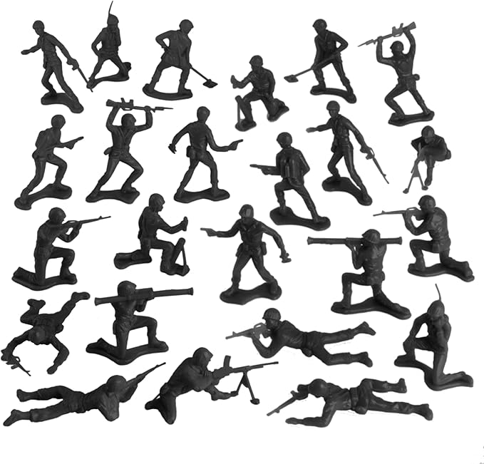 TimMee Plastic Army Men - Black 48pc Toy Soldier Figures - Made in USA