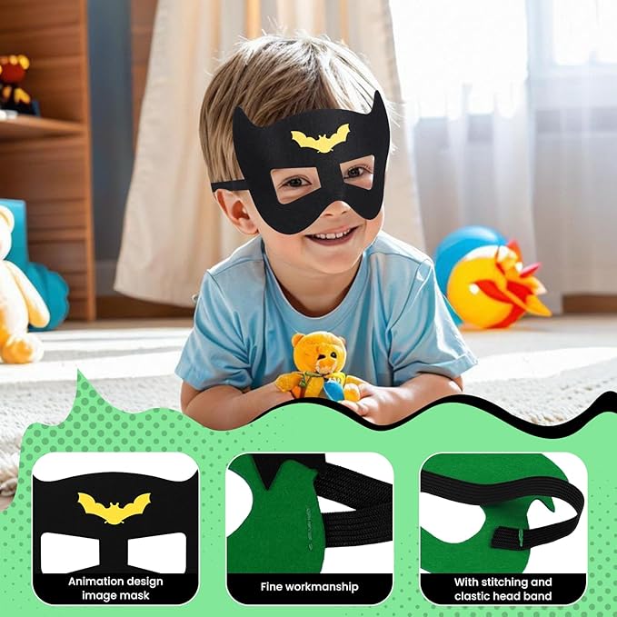 InPoTo Superhero Capes for Kids,Hero Capes and Masks Fit for 4-12years old boy and girls Dress up and Holiday Costumes.