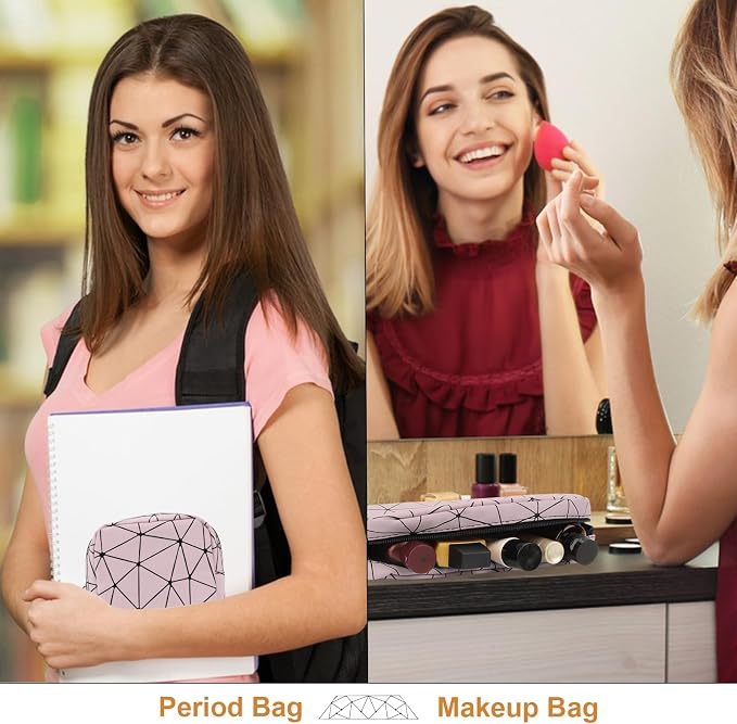 Likesing Period Bag for Teen Girls, Leather Sanitary Napkin Storage Bag, Portable Menstrual Pad Bag Period Pads Pouch, Small Make Up Bags