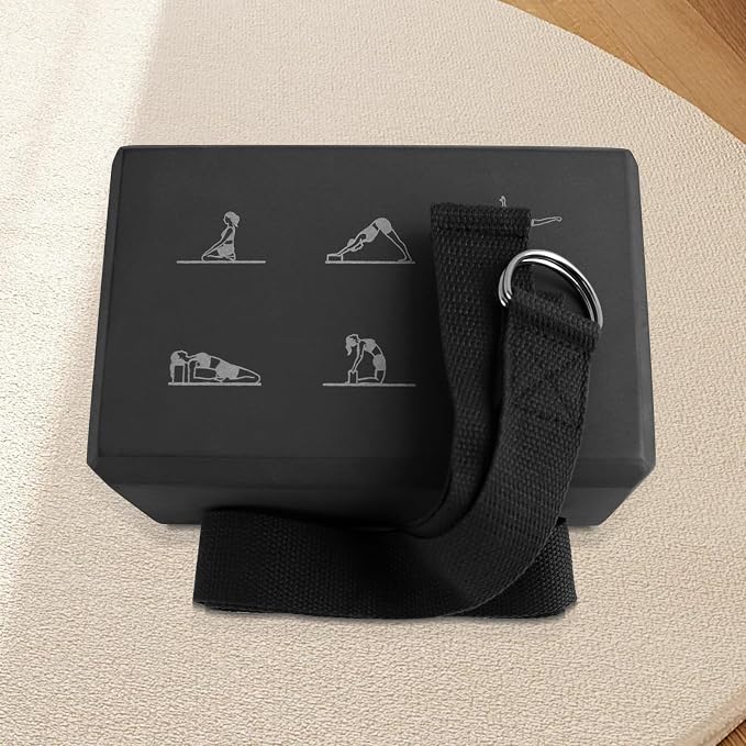 RETON Yoga Blocks Set with Straps, High Density Yoga Bricks, Lightweight EVA Foam Pilates Block, 2 Yoga Blocks with 2 Straps for Yoga, Pilates, Fitness, Stretching and Toning