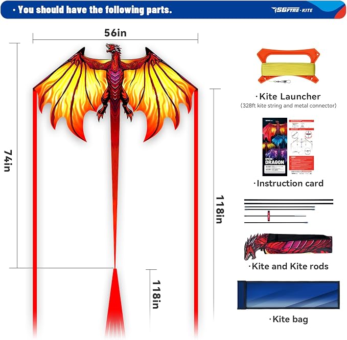 SGftre Complete Kite with Handle, Line & Accessories,Easy to Fly for Kids & Adults, Perfect for Beach, Park, Family Outdoor Activities