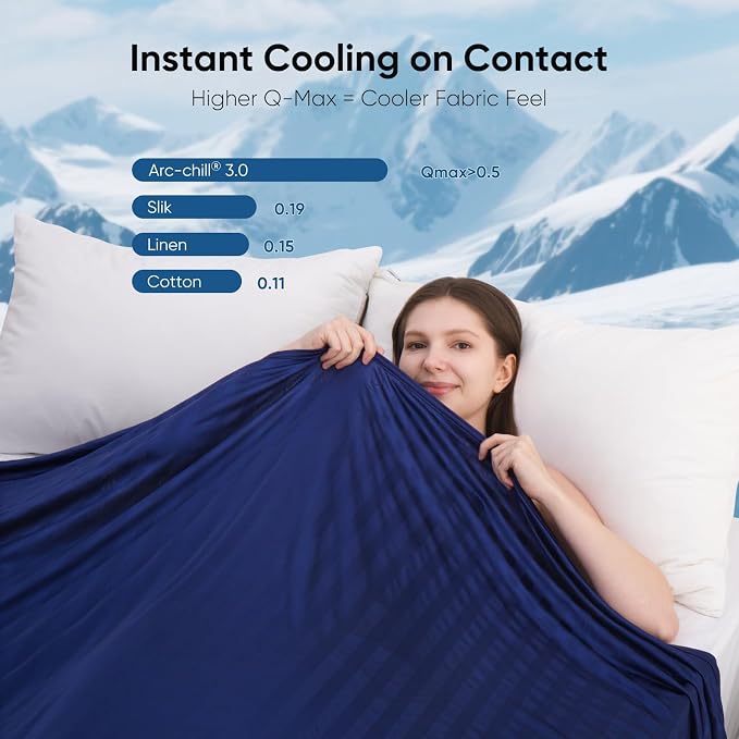 Elegear Cooling Blanket for Hot Sleepers, One-Way Moisture Flow, Throw | Arc-Chill® 3.0 Q-Max>0.5 Cooling Fabric with One-way Moisture Flow Helps Keep Skin Cool & Dry & Breathable, No Sticky Feeling