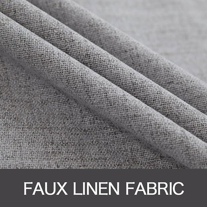 MIULEE Linen Blackout Curtains and Drapes 100% Room Darken Thermal Insulated Grommet Window Panels with Coating 2 PCs W 42 x L 90 inches Grey