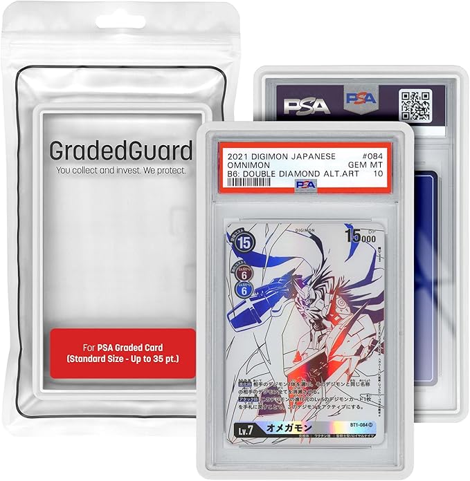 GradedGuard PSA Card Slab Protector Case, Standard PSA Size, Impact Resistant TPU Holder, Drop & Scratch Proof Frame for Graded Sports TCG Collectible Trading Cards. (White)