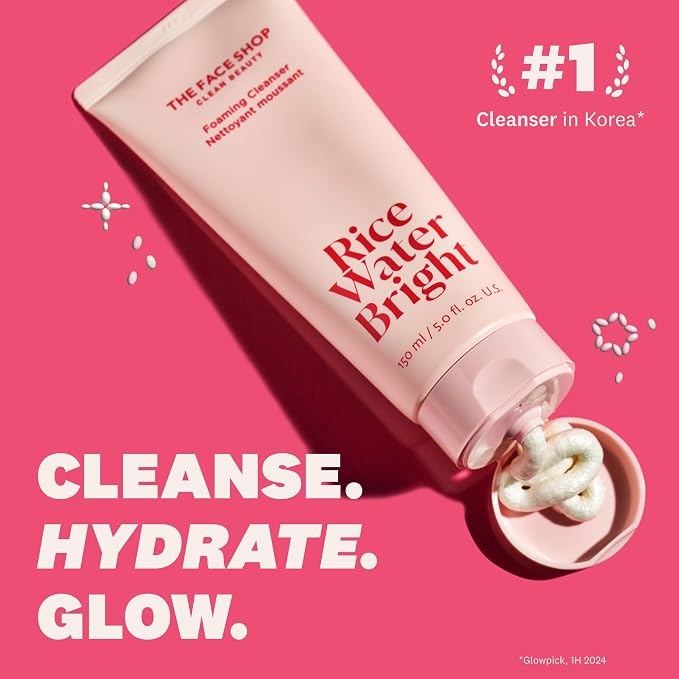 The Face Shop Korean Rice Cleansing Duo – Rice Extract Double Cleansing Foam & Makeup Wipes for All Skin Types