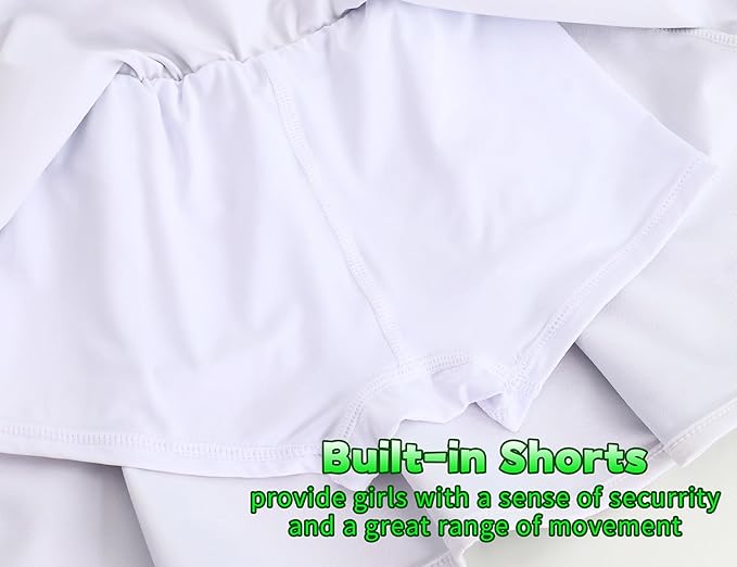 Gnainach Girls Skorts High Waist Athletic Skirts with Shorts Stretchy Activewear for Teens Kids Performance Tennis