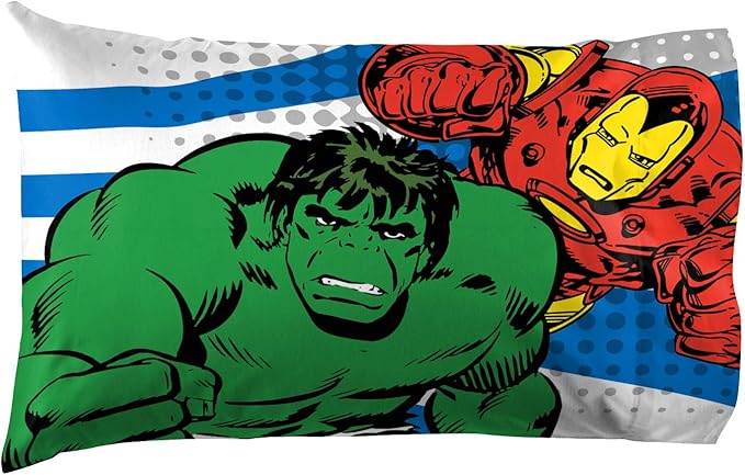 Jay Franco Kids Sheet Set with Fitted, Flat Sheets & Pillow Cover - Ultra-Soft Bedding with Pillowcase for Room Decor, White - Avengers, 4 Piece Full