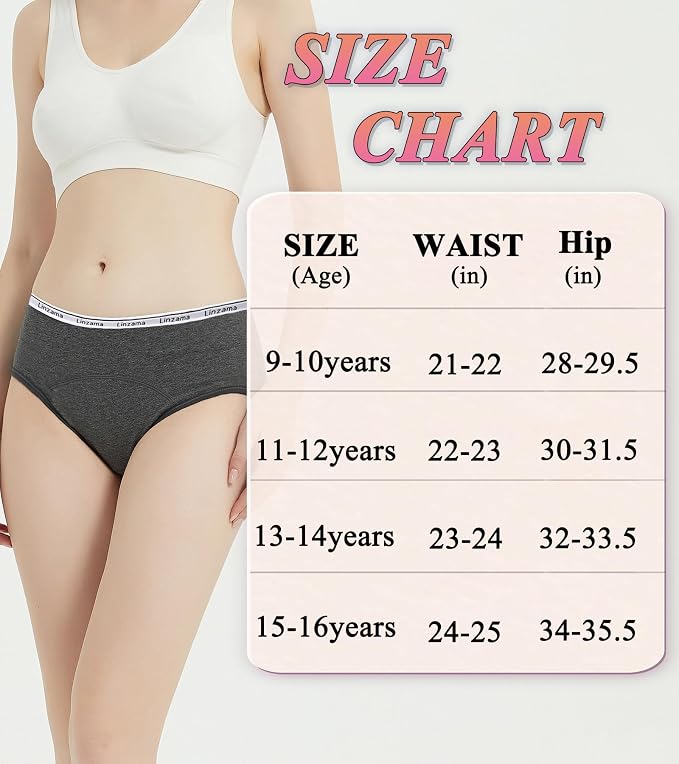 Teen Girls Incontinence Underwear，Holds Up to Regular 10 Tampons Leakproof Period Viscose，Reusable