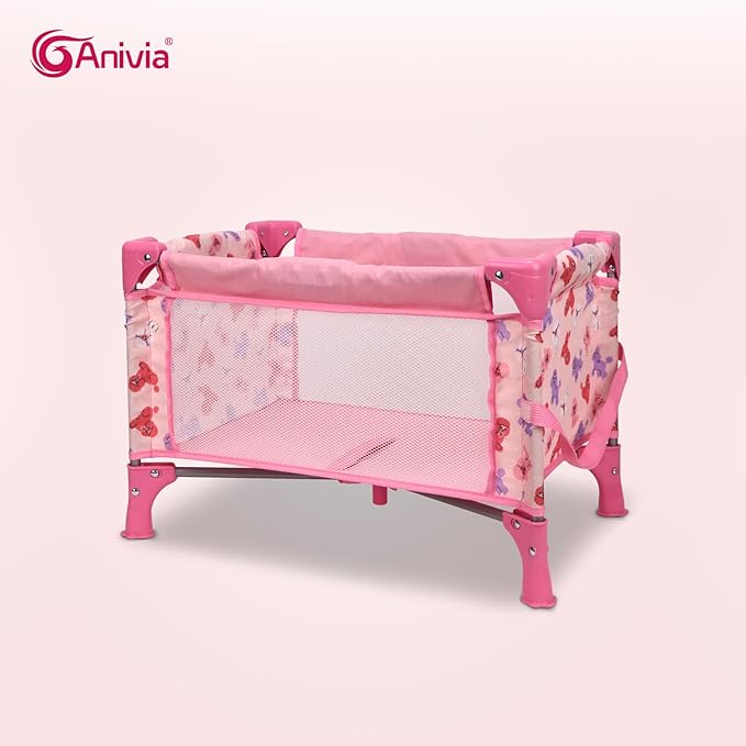 ANIVIA Doll Bed Furniture 2 Function Toy Doll Swings Together for 18 inches Baby Dolls, Baby Doll Crib with Bottom