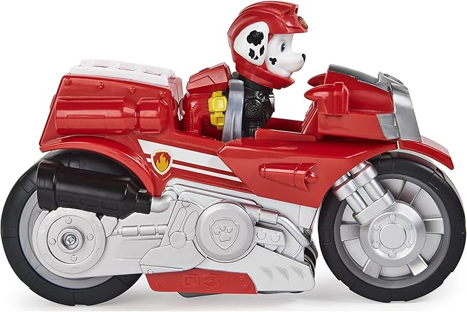 Paw Patrol, Moto Pups Marshall’s Deluxe Pull Back Motorcycle Vehicle with Wheelie Feature and Toy Figure