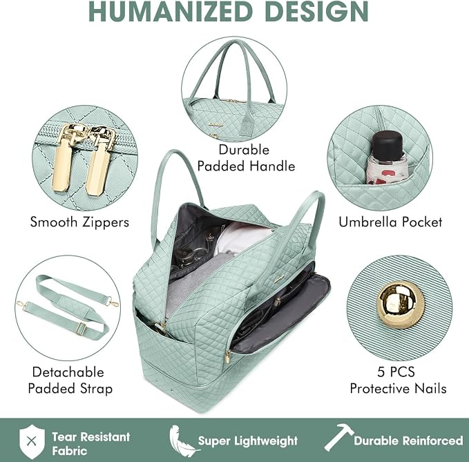 Large Women Travel Duffle Bag, Weekender Bags for Women with Shoe Compartment, Carry on Overnight Bag with Toiletry Bag, Gym Duffel Bag with Wet Pocket, Hospital Bags for Labor and Delivery 3 PCS Set