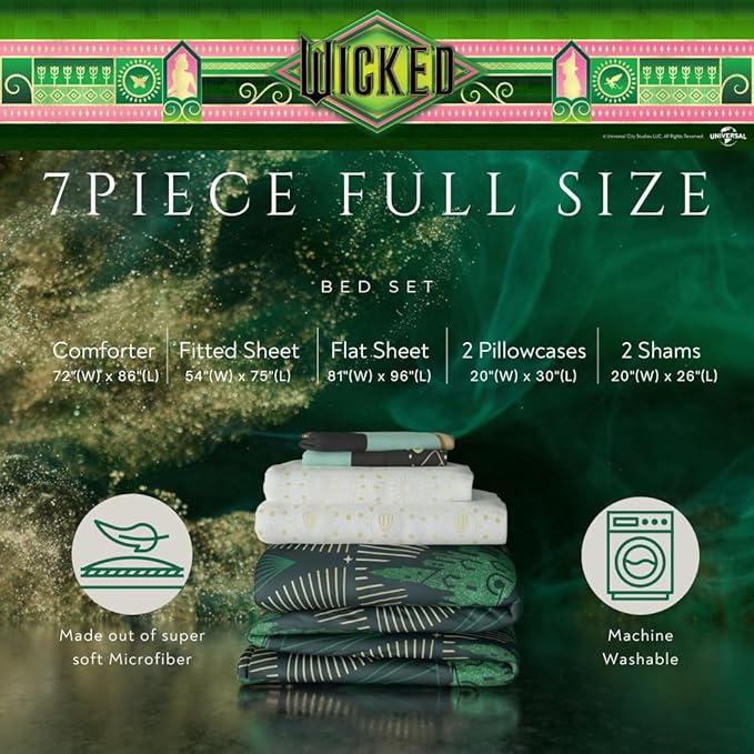 Collectibles Wicked Lux Bedding 7 Piece Super Soft Reversible Comforter and Sheet Set with Sham, Full, (Officially Licensed Product) By Franco