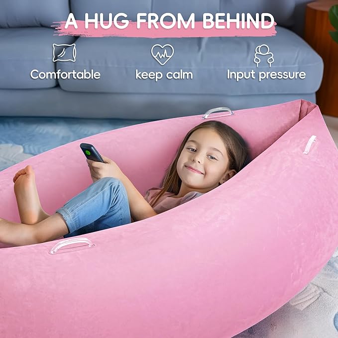 OUTREE Sensory Chair for Kids,60" Includes Electric Air Pump,Inflatable Sensory pod for Children,Sensory Toys for Kids with Autism,Sensory Peapod,Pink