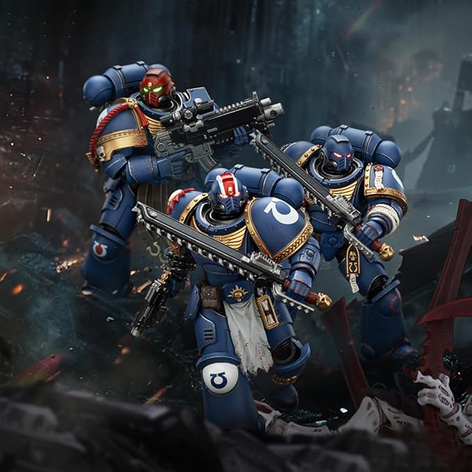 JOYTOY 1/18 Action Figure Warhammer 40,000 Ultramarines Brother Chairon-Sergeant Gadriel-Lieutenant Titus-Collectors Edition 3PCS Collection Model Birthday Gifts