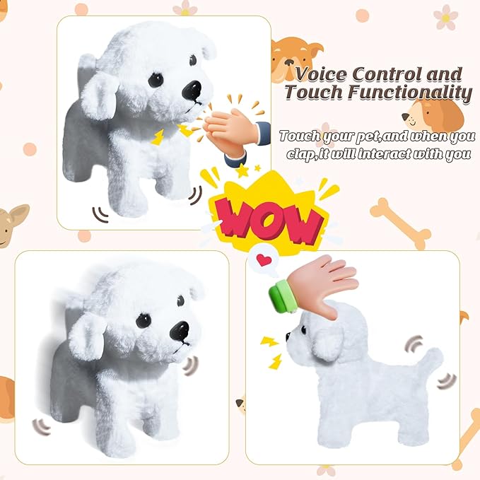 Puppy Toys for Kids, Toy Dogs That Walk and Bark, Walking Dog Toy for Kids with Leash, Interactive Stuffed Puppy with Remote Control, for Girls and Boys Aged 3-7 Year Old