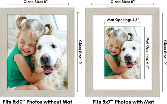 Americanflat 8x10 Picture Frame with Shatter-Resistant Glass - Use as 5x7 Frame with Mat or Display 8x10 Photo Without Mat - Signature Collection - Picture Frames for Tabletop and Wall - Light Wood | Shatter-resistant glass, wall or tabletop display wi...