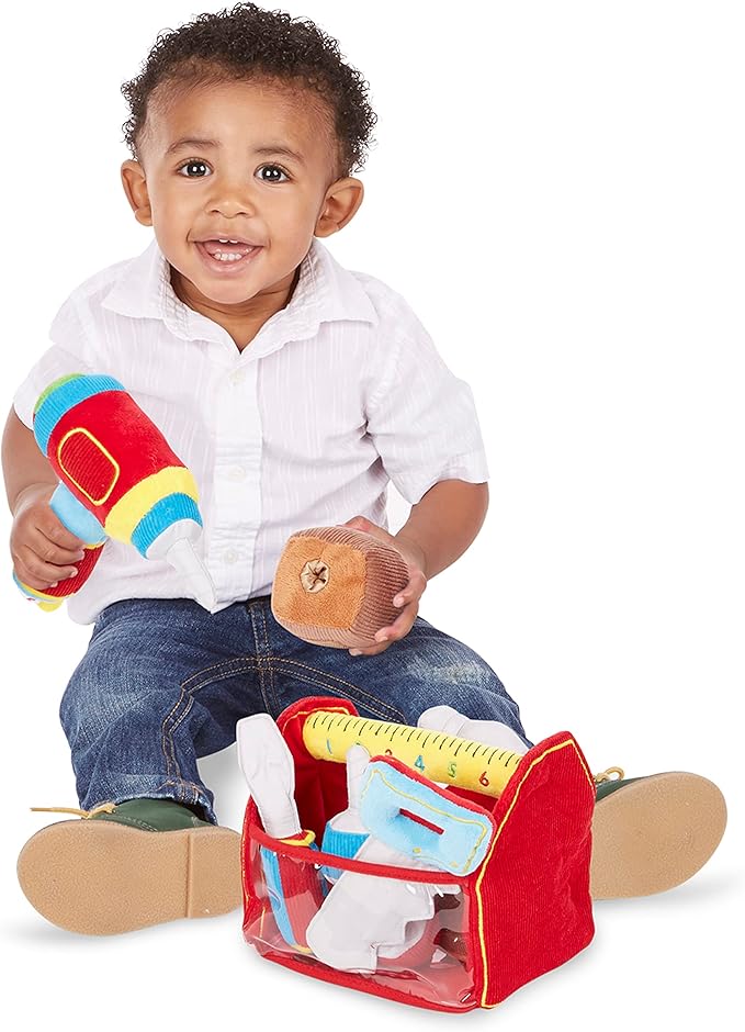 Melissa & Doug Toolbox Fill and Spill Toddler Toy with Vibrating Drill (9 pcs)