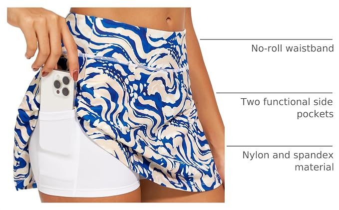 Stelle Women's Tennis Golf Skirts High Waisted with Pockets Inner Shorts for Athletic Skorts Sports Running Pickleball