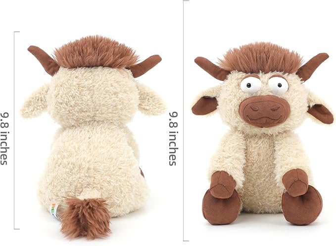 RECUR Highland Cow Plush Stuffed Animals, Soft Plushie Toys 10 inches