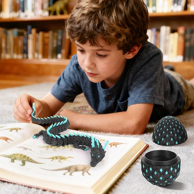 12-inch 3D Printed Dragon Eggs, Glow in The Dark Fidget Toys for Kids & Adults, for Home Office Desk Decor (Dark Blue, Pcs, 1)