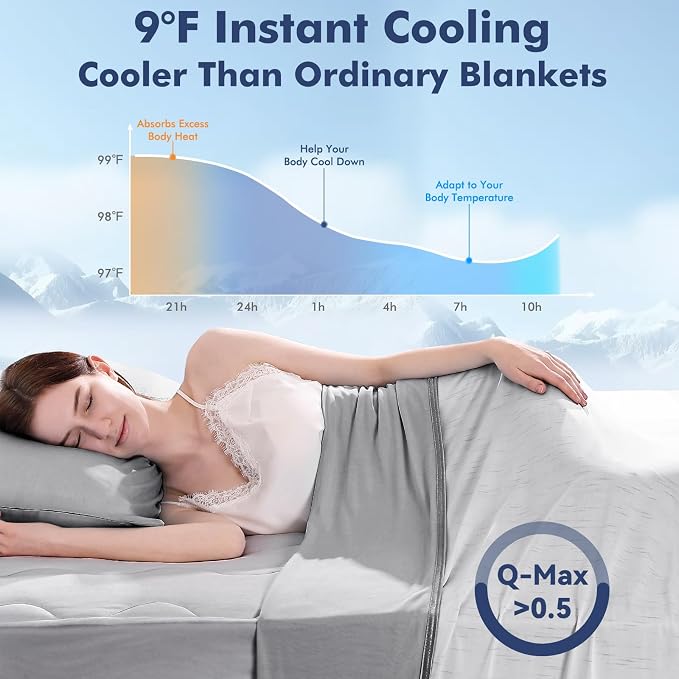 Elegear Double-Sided Arc-Chill® 3.0 Cooling Blanket for Hot Sleepers, Throw | Q-Max>0.5 Cooling Fabric, Absorbs Heat to Keep Body Cool, Lightweight Summer Blankets for Night Sweats & Menopause, 51"x67"
