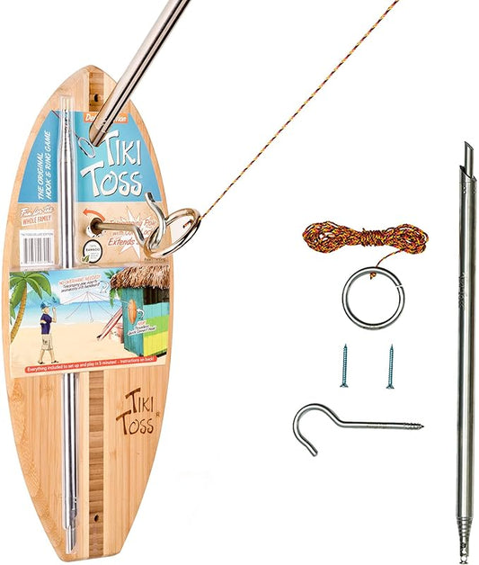 Tiki Toss Ring Toss Game for Adults - Hook and Ring Games with String and Hooks for Indoor/Outdoor Use, Man Cave Decor & Stuff, Gifts for Men/College - Standard or Deluxe 12.3" / Tiny 5"