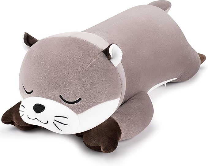Auspicious beginning 30'' Giant Otter Plush Stuffed Animal- Otter Plush Pillow Plushies, Large Sleeping Body Pillow Plush Toy, Cute Hugging Stuffed Animal, Birthday Gifts for Kids Girls Boys