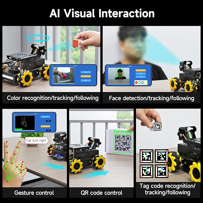 Yahboom Raspberry Pi 5 4GB RAM ROS2 Robot Car 360°Movement, AI Vision & Tracking, Integrated Multimodal Large AI Model OpenRouter, AI Voice Interaction(Superior with RPi5-4GB)