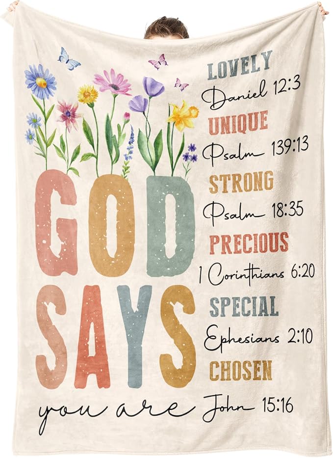 Gifts for Women, Birthday Inspirational Christian Blanket | Religious Birthday Gift for Women, Christian Blanket for Mom Sister Friend Girl, Baptism Confirmation Spiritual Gift for Her