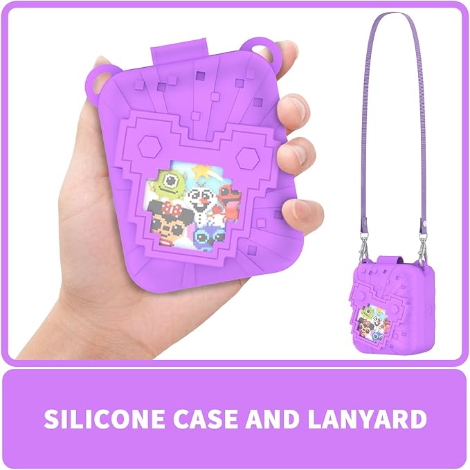 Soft Silicone Case for Bitzee Disney Interactive Toy Digital Pet, Shockproof and Protective Carrying Case for Bitzee Disney Virtual Electronic Pets with Lanyard (Light Purple)