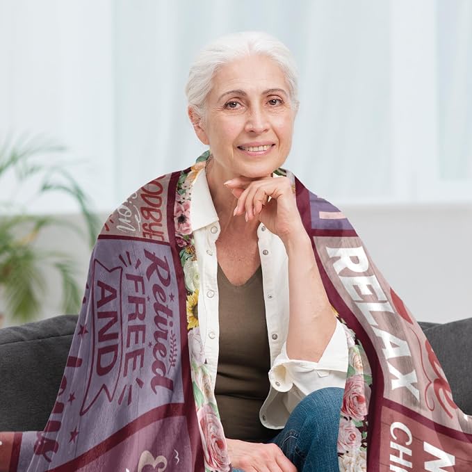 Retirement Gifts for Women 2026, Retirement Blanket 80"x60", Retired Gifts | Pink Retirement Gift for Woman, Happy Farewell Gifts for Coworker, Funny Going Away Throws for Mom, Teacher, Nurse, Female