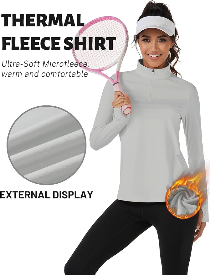 TACVASEN Women's Quarter Zip Sweatshirt Fleece Long Sleeve Workout Pullover | Lightweight Breathable Thermal Fabric,Mock Neck Design,Athletic Tops,Ideal for Gym Running Activities