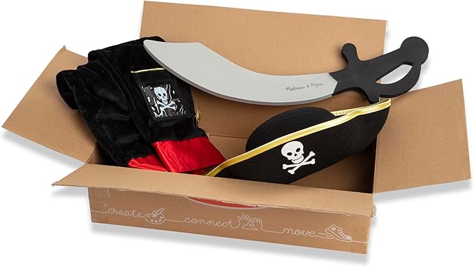 Melissa & Doug Pirate Role Play Costume Dress-Up Set With Hat, Sword, and Eye Patch
