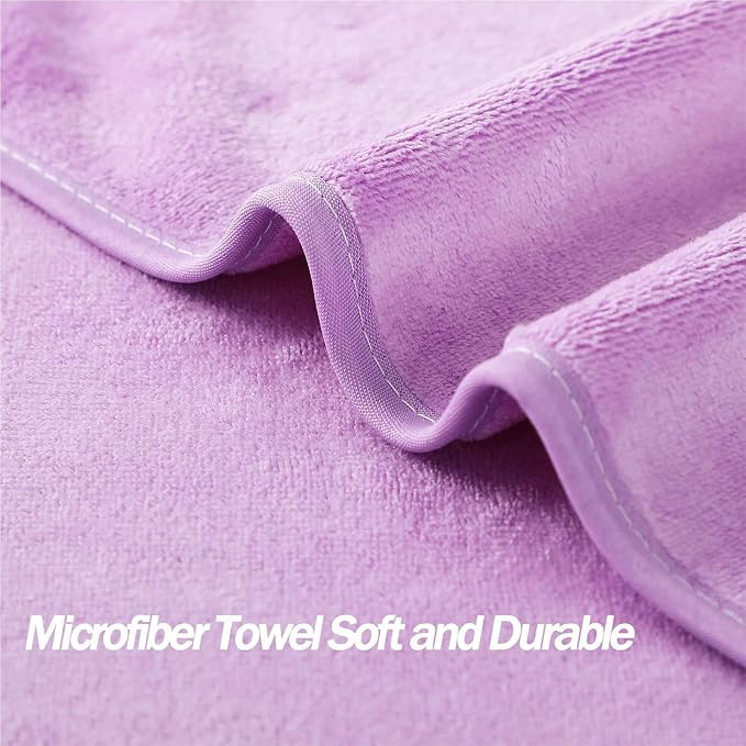 Microfiber Gym Towels Bigger Size Super Soft for Exercise Fitness, Sports, Workout, 380-GSM 15-Inch x 31-Inch Quick-Drying Towels (3 Pack, Purple)