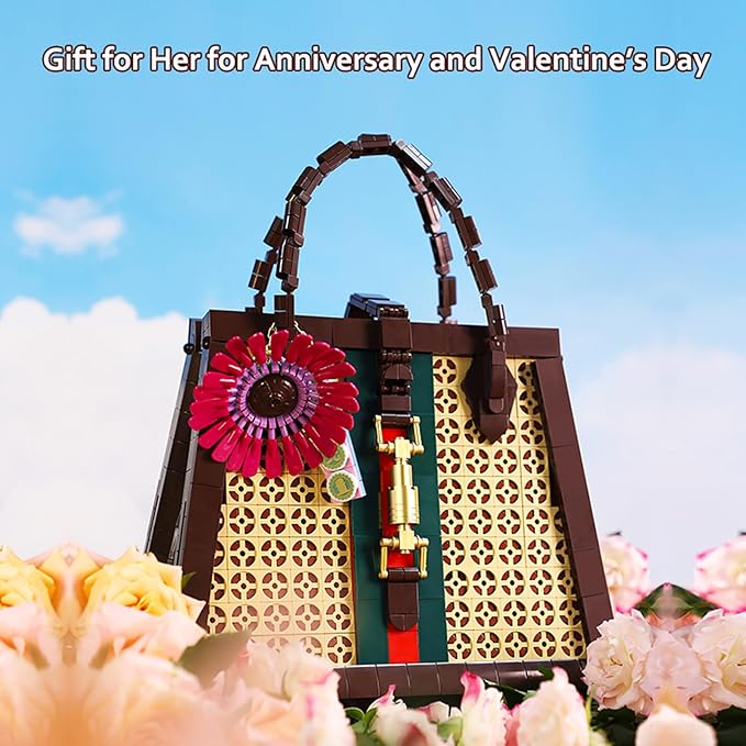 KAZI Purse Building Set, Handbag Model Building Blocks,Purses to Build for Women,Gift for Her for Anniversary and Valentine's Day,Mothers Day