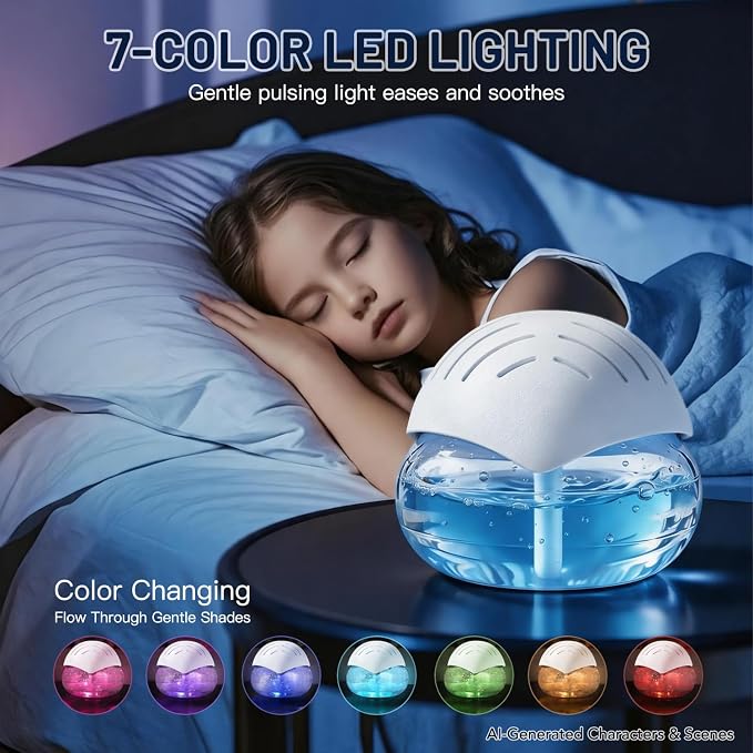 BBMars Essential Oil Diffuser, Water Washable Aromatherapy Air Purifier with 7 Colors LED Night Light, Portable Mini Air Freshener Cleaner for Smoke Pet Odor Home Office Bedroom