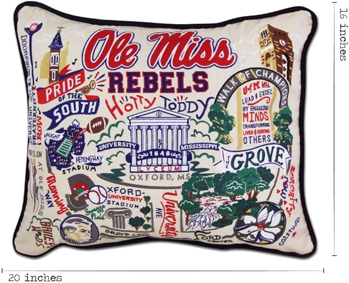 Catstudio University of Mississippi (Ole Miss) Collegiate Embroidered Decorative Throw Pillow