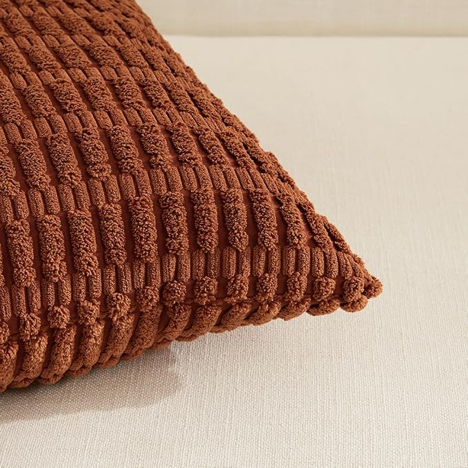 Fancy Homi 4 Packs Decorative Throw Pillow Covers for Living Room Couch Bed, Modern Farmhouse Boho Home Décor Accent Cushion Case, 16" x 16", Rust