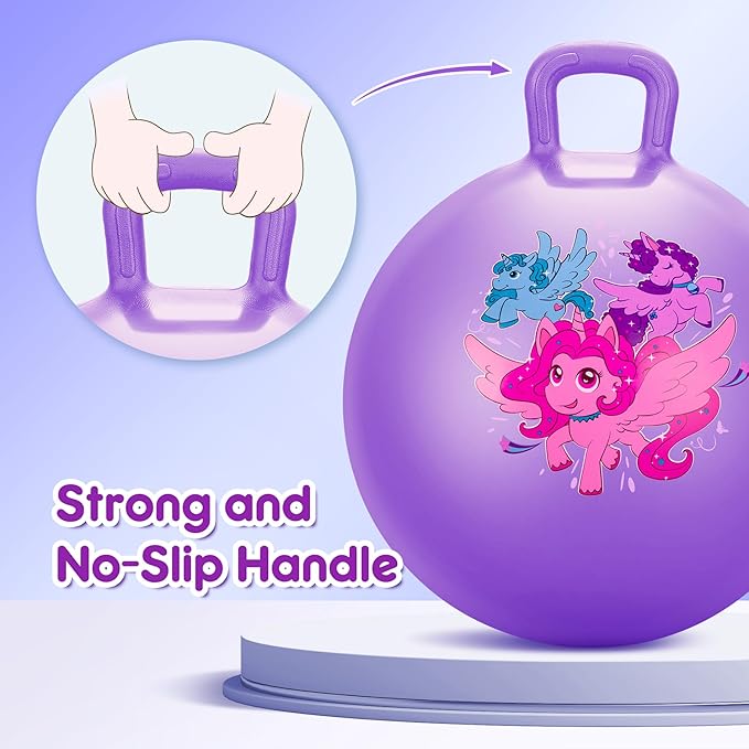 PlayZap Hopper Balls for Kids 3-8, 18 Inches Bouncy Ball with Handle, 18" Inflatable Bouncing Hopper, 45cm Jumping Toys, Garden Hopping Toys Girls Boys Gifts